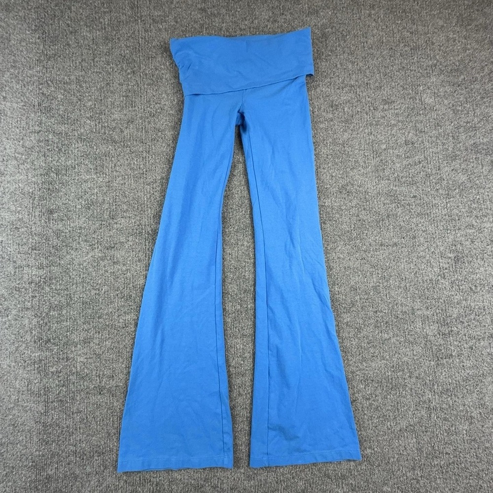 PINK Victoria's Secret Sweatpants Womens XS Blue Foldover Waist Flare Yoga
